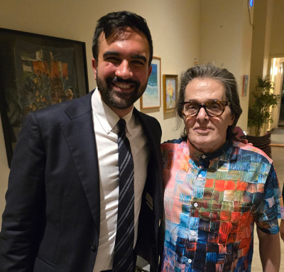 504 president Mike Schweinsburg standing together with Zohran Mamdani at downtown meeting